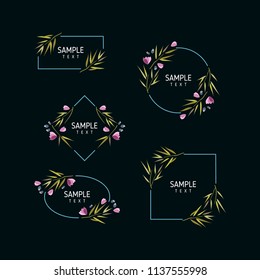 Set of floral frames. Wedding ornament concept. Vector layout decorative greeting card or invitation design elements
