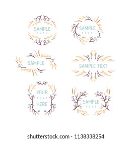 Set of floral frames. Wedding ornament concept. Vector layout decorative greeting card or invitation design elements