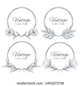 Set floral frames. Floral wreath. Unique decoration for greeting card, wedding invitation, save the date. Vector Illustration