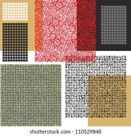 set of floral and geometric backgrounds