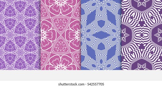 set of floral geometric decorative texture. seamless vector illustration. for Valentine's day, Wedding, greeting invitations. modern ornament