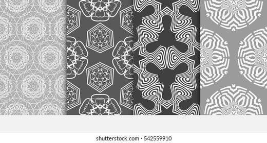 set of floral geometric decorative texture. seamless vector illustration. for Valentine's day, Wedding, greeting invitation. modern ornament