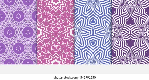 set of floral geometric decorative texture. seamless vector illustration. for Valentine's day, Wedding, greeting invitations. modern ornament