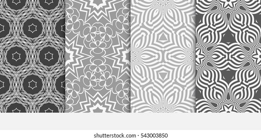 set of floral geometric decorative texture. seamless vector illustration. for Valentine's day, Wedding, greeting invitation. modern ornament