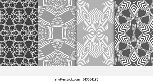 set of floral geometric decorative texture. seamless vector illustration. for Valentine's day, Wedding, greeting invitation. modern ornament