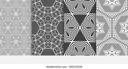 set of floral geometric decorative texture. seamless vector illustration. for Valentine's day, Wedding, greeting invitation. modern ornament
