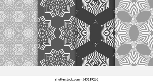 set of floral geometric decorative texture. seamless vector illustration. for Valentine's day, Wedding, greeting invitation. modern ornament