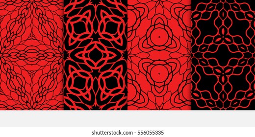 set of floral geometric lace ornament. Vector seamless pattern. Modern stylish design. for wallpaper, invitation.