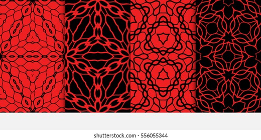 set of floral geometric lace ornament. Vector seamless pattern. Modern stylish design. for wallpaper, invitation.