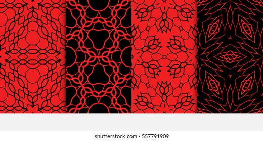 set of floral geometric lace ornament. Vector seamless pattern. Modern stylish design. for wallpaper, invitation.