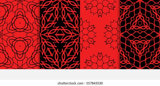 set of floral geometric lace ornament. Vector seamless pattern. Modern stylish design. for wallpaper, invitation.
