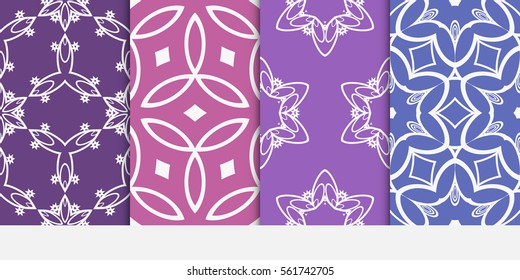 set of floral geometric lace ornament. Vector seamless pattern. Modern stylish design. Contemporary graphic. for design, wallpaper, invitation, fabric, textile, decor.