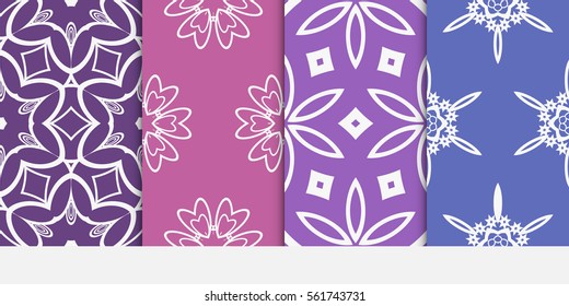 set of floral geometric lace ornament. Vector seamless pattern. Modern stylish design. Contemporary graphic. for design, wallpaper, invitation, fabric, textile, decor. set of floral geometric lace ornament. Vector seamless pattern. Modern stylish design. Contemporary graphic. for design, wallpaper, invitation, fabric, textile, decor.