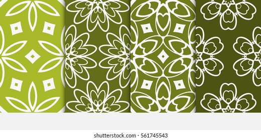set of floral geometric lace ornament. Vector seamless pattern. Modern stylish design. Contemporary graphic. for design, wallpaper, invitation, fabric, textile, decor.