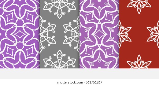 set of floral geometric lace ornament. Vector seamless pattern. Modern stylish design. Contemporary graphic. for design, wallpaper, invitation, fabric, textile, decor.