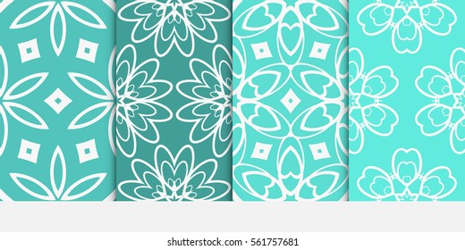 set of floral geometric lace ornament. Vector seamless pattern. Modern stylish design. Contemporary graphic. for design, wallpaper, invitation, fabric, textile, decor.