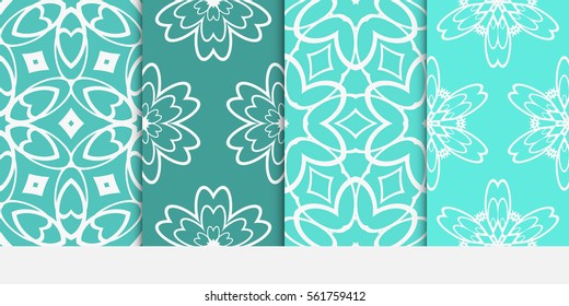 set of floral geometric lace ornament. Vector seamless pattern. Modern stylish design. Contemporary graphic. for design, wallpaper, invitation, fabric, textile, decor.