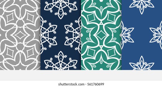 set of floral geometric lace ornament. Vector seamless pattern. Modern stylish design. Contemporary graphic. for design, wallpaper, invitation, fabric, textile, decor.