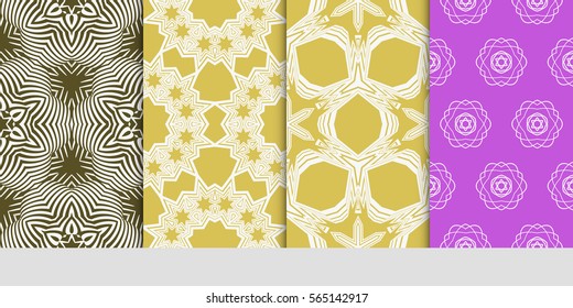 set of floral geometric lace ornament. Seamless vector illustration. Stylish graphic design. for design, wallpaper, invitation.