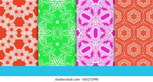 set of floral geometric lace ornament. Seamless vector illustration. Stylish graphic design. for design, wallpaper, invitation.