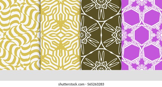 set of floral geometric lace ornament. Seamless vector illustration. Stylish graphic design. for design, wallpaper, invitation.