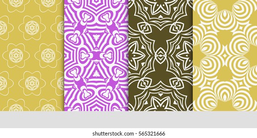 set of floral geometric lace ornament. Seamless vector illustration. Stylish graphic design. for design, wallpaper, invitation.