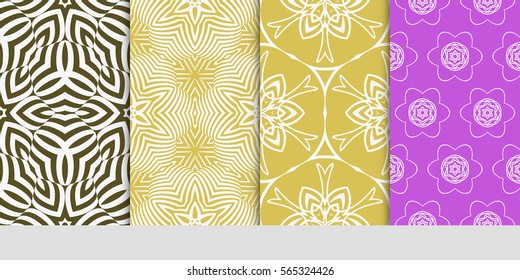 set of floral geometric lace ornament. Seamless vector illustration. Stylish graphic design. for design, wallpaper, invitation.