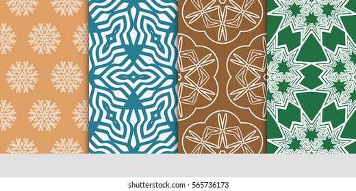 set of floral geometric lace ornament. Seamless vector illustration. Stylish graphic design. for design, wallpaper, invitation.