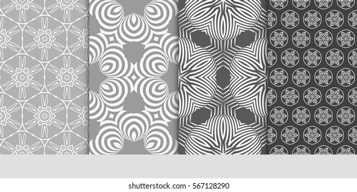 set of floral geometric lace ornament. Vector seamless pattern. Modern design. for wallpaper, invitation.