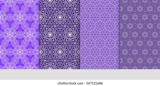 set of floral geometric lace ornament. Vector seamless pattern. Modern design. for wallpaper, invitation.