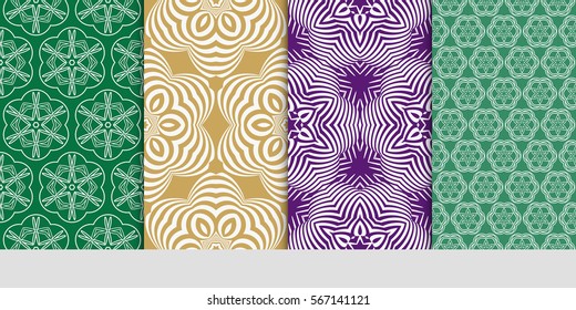 set of floral geometric lace ornament. Vector seamless pattern. Modern design. for wallpaper, invitation.