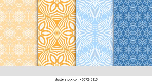 set of floral geometric lace ornament. Vector seamless pattern. Modern design. for wallpaper, invitation.