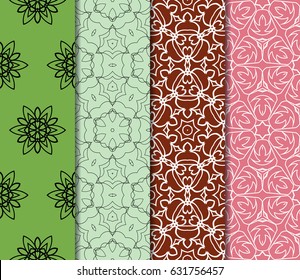 set of floral geometric lace ornament. Vector seamless pattern. Modern design. for design, wallpaper, invitation.