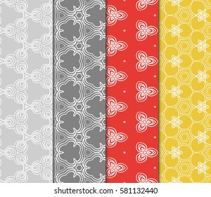 set of floral geometric ornament. Seamless vector illustration. Stylish graphic design. for design, wallpaper, invitation.