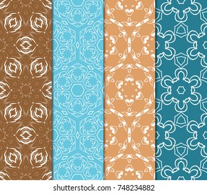 set of floral geometric ornament. seamless vector illustration