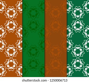 Set Of Floral Geometric Seamless Pattern. Vector Illustration. For Modern Interior Design, Fashion Textile Print, Wallpaper, Decor Panel