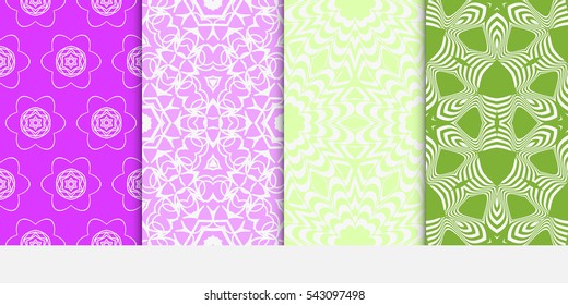 set of floral geometric seamless pattern. flower and leaves. vector illustration.