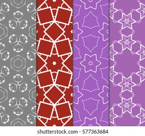 set of floral, geometric seamless pattern. line art. vector. for design, wallpaper, textile, fabric, invitation set of floral, geometric seamless pattern. line art. vector. for design, wallpaper, textile, fabric, invitation