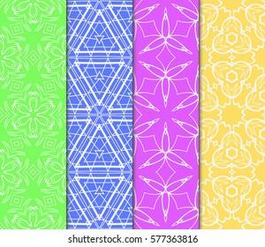 set of floral, geometric seamless pattern. line art. vector. for design, wallpaper, textile, fabric, invitation