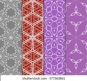 set of floral, geometric seamless pattern. line art. vector. for design, wallpaper, textile, fabric, invitation