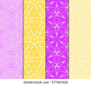 set of floral, geometric seamless pattern. line art. vector. for design, wallpaper, textile, fabric, invitation