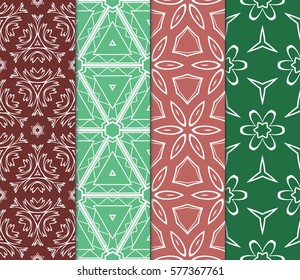 set of floral, geometric seamless pattern. line art. vector. for design, wallpaper, textile, fabric, invitation