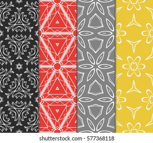 set of floral, geometric seamless pattern. line art. vector. for design, wallpaper, textile, fabric, invitation