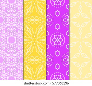set of floral, geometric seamless pattern. line art. vector. for design, wallpaper, textile, fabric, invitation