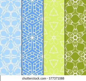 set of floral, geometric seamless pattern. line art. vector. for design, wallpaper, textile, fabric, invitation
