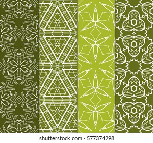 set of floral, geometric seamless pattern. line art. vector. for design, wallpaper, textile, fabric, invitation