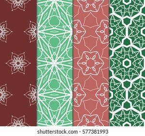 set of floral, geometric seamless pattern. line art. vector. for design, wallpaper, textile, fabric, invitation