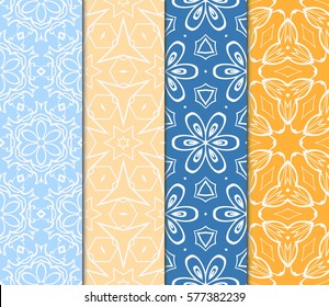set of floral, geometric seamless pattern. line art. vector. for design, wallpaper, textile, fabric, invitation