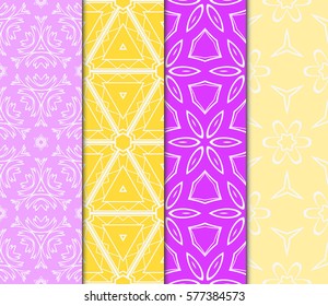 set of floral, geometric seamless pattern. line art. vector. for design, wallpaper, textile, fabric, invitation