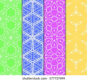 set of floral, geometric seamless pattern. line art. vector. for design, wallpaper, textile, fabric, invitation